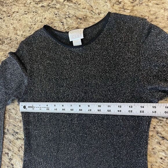 moda international Retro 90s Whimsygoth Black Silver Shimmer Small Top Witchy - Picture 7 of 8